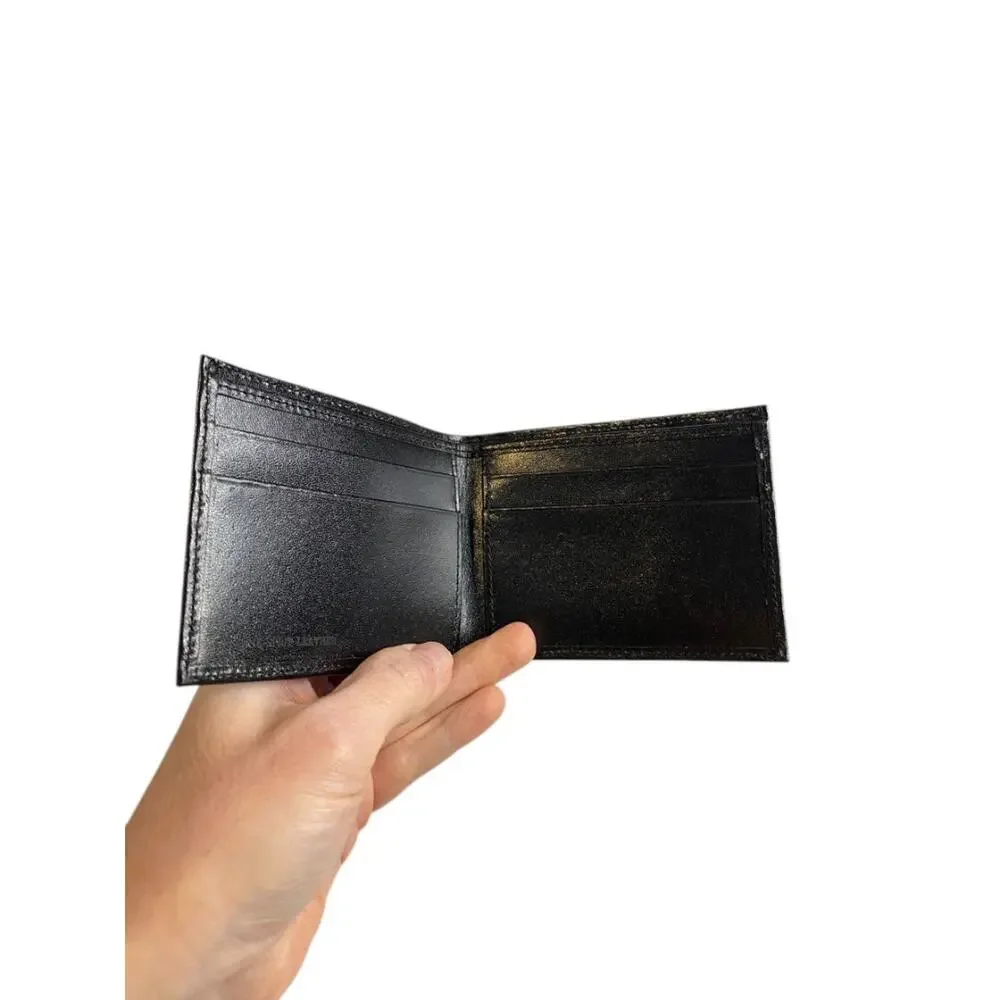 New Black Bifold Mens Split Grain Leather Wallet
